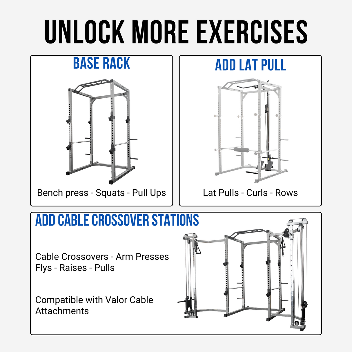 Add lat pull or cable crossover stations to your home gym packages