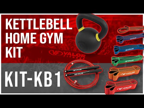 Home Gym Starter Kit w/ 35lb Kettlebell, Bands, Speed Rope