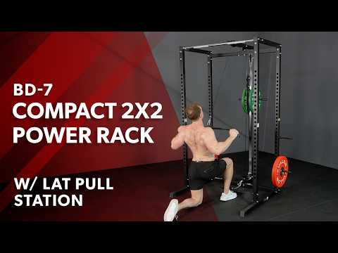 Compact 2x2 Power Rack w/ Lat Pull Station