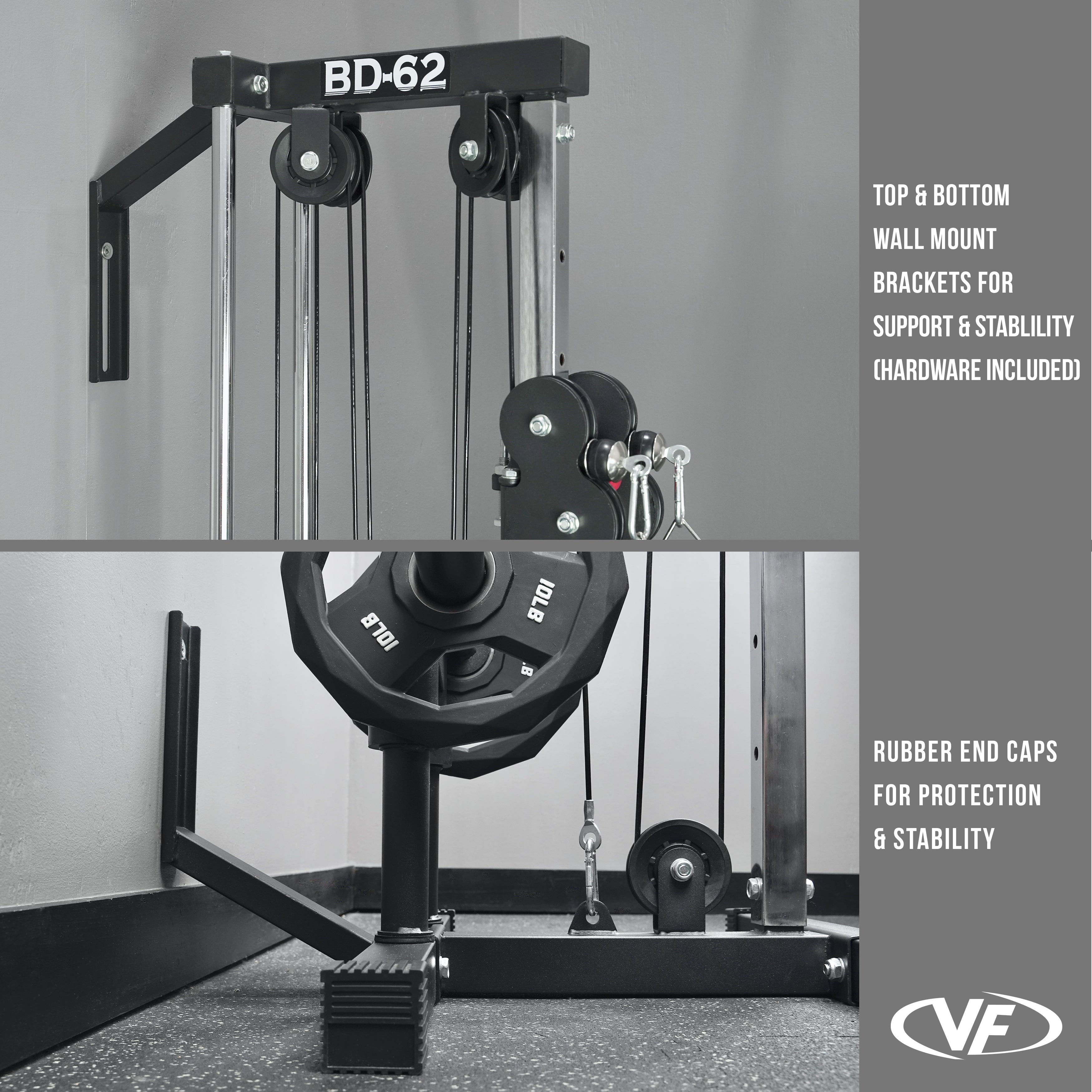 Wall Mount Cable Station with Attachments Valor Fitness