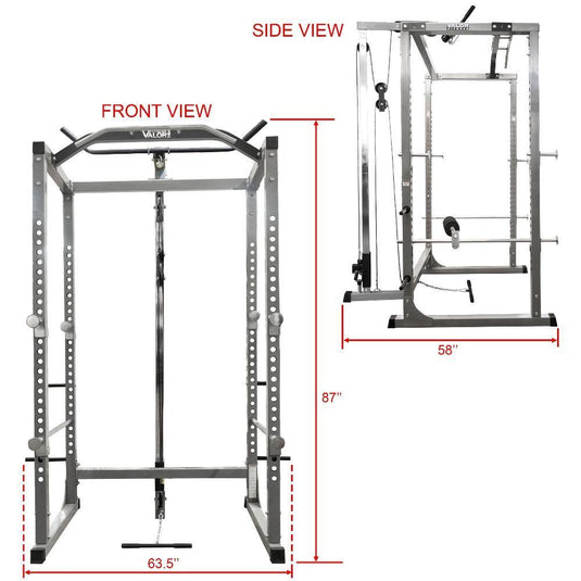 Valor Fitness BD-11BL, Power Rack with Lat Pull Attachment