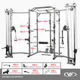 BD-33BCCL, Power Rack w/ Lat Pull & Cable Crossover Attachments