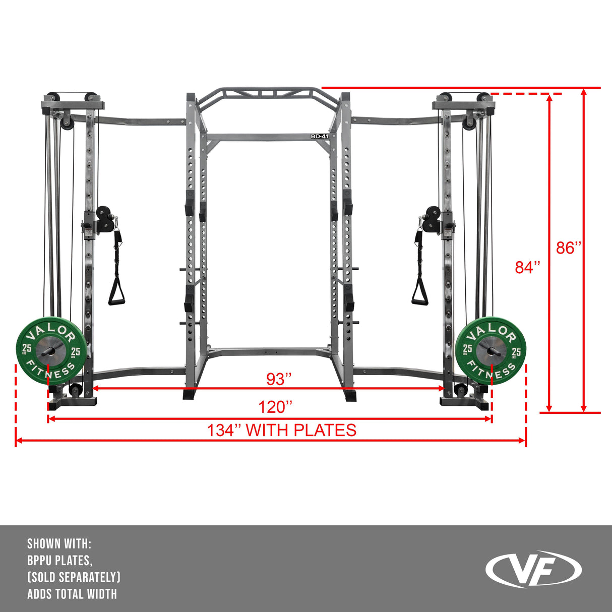 BD-41BCC, Power Rack w/ Cable Crossover Attachment