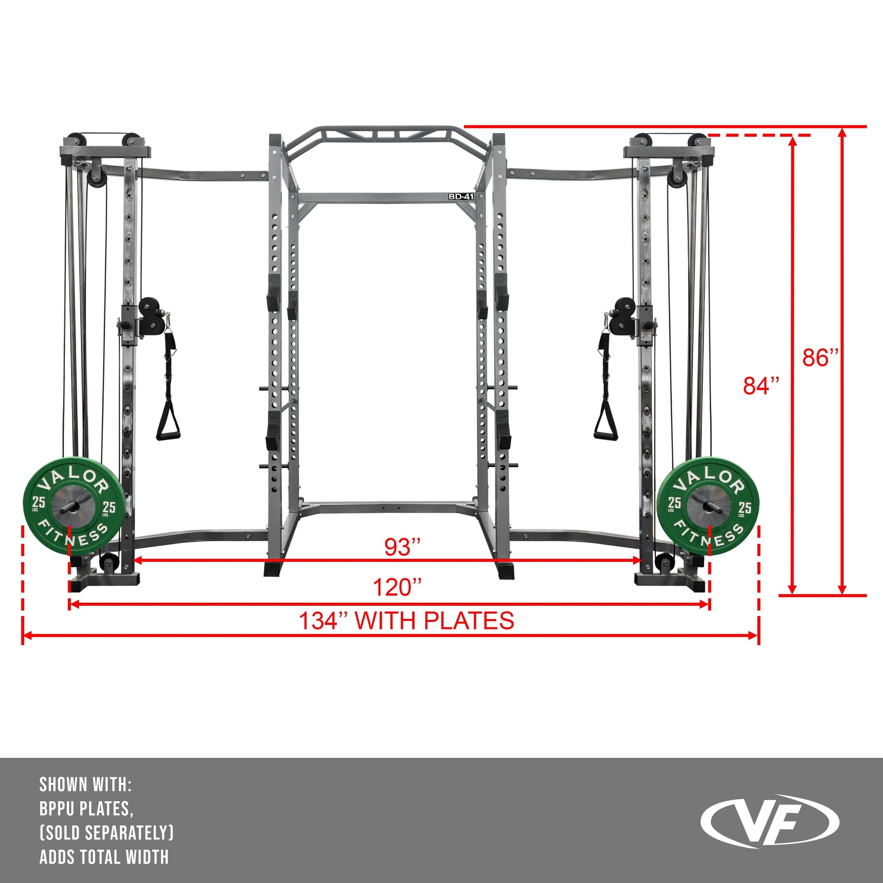 Power Rack with Cable Crossover Attachment Valor Fitness BD41BCC