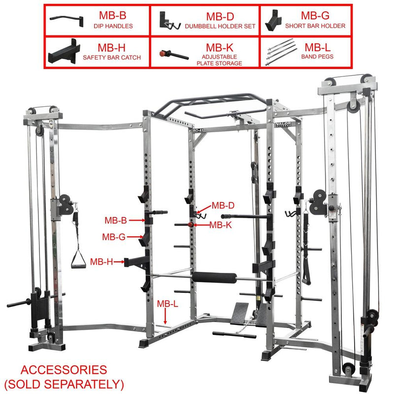 Load image into Gallery viewer, Valor Fitness BD-41BCCL, Power Rack w/ Lat Pull &amp; Cable Crossover Attachments
