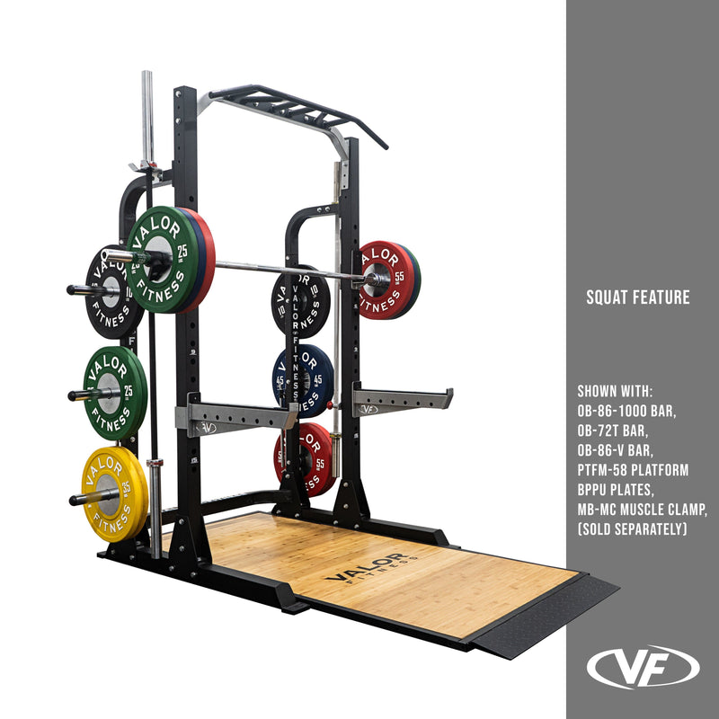  Rugged Strength & Fitness Power Rack (Y100P8) with Extended  Half Rack Package with Lat, Bench, 300 lb. Weight Set & Floor Mats, Ideal  for Home Gym Strength Training, Squats, and Workout 