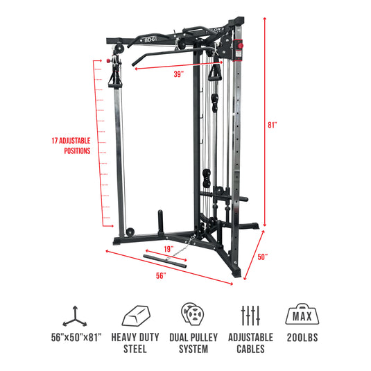 Valor Fitness BD-11BCC Hard Power Rack w/Cable Crossover Attachment 