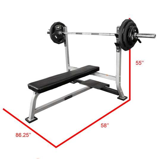 Valor Fitness BF-7B200, Olympic Bench Bundle w/ Barbell & Olympic Plates