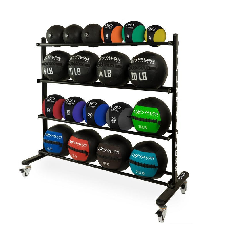 Rolling Exercise Ball Rack – Mobile 4-Tier Storage – Valor Fitness