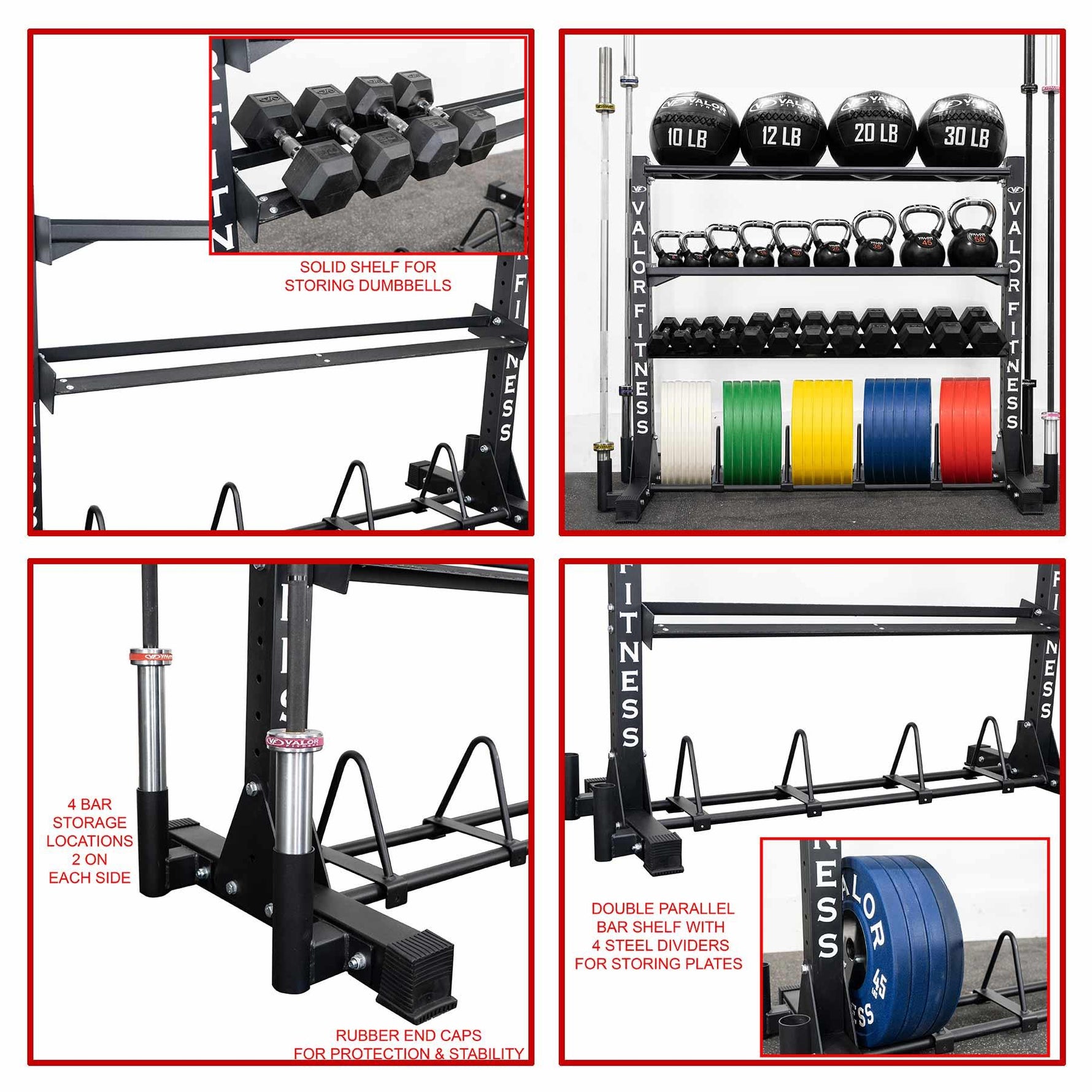 Multifunctional Storage Rack , 4-Tier | Valor Fitness BG-62