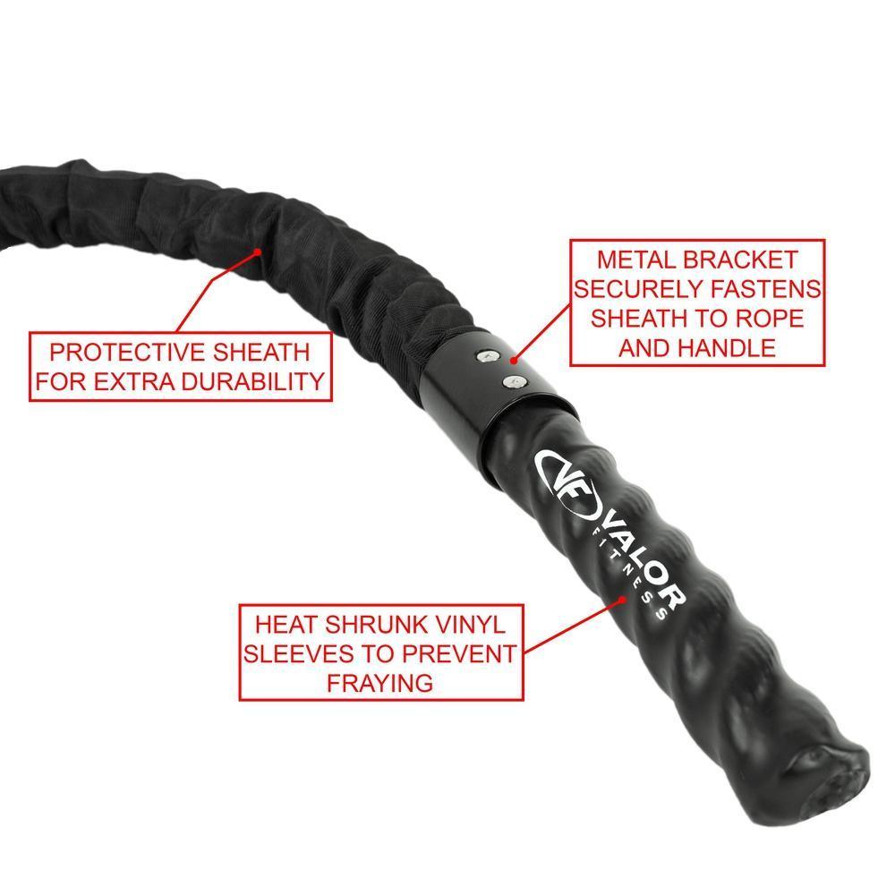 Valor Fitness BRB-W, 40-Foot Battle Rope w/ Protective Sheath