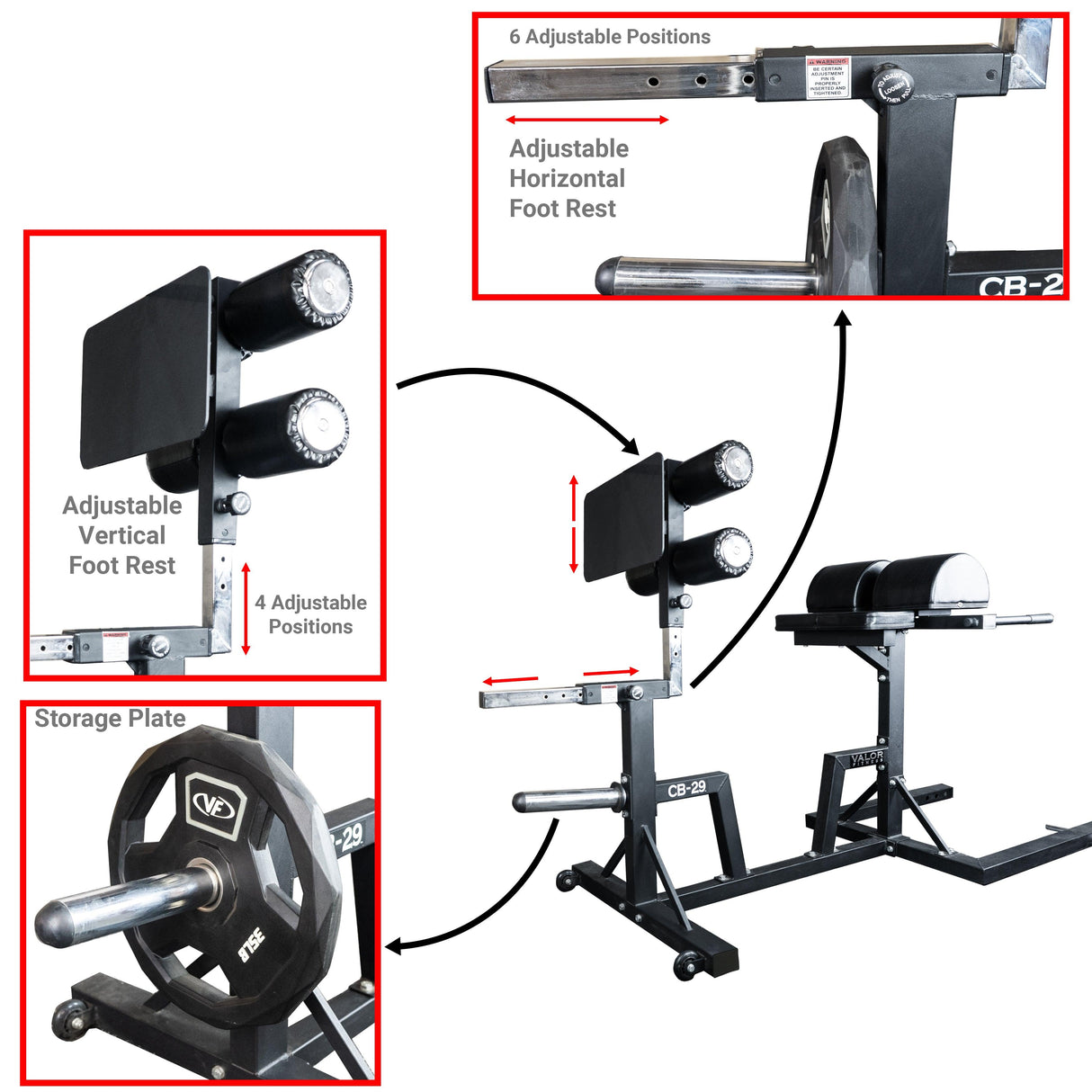 Valor Fitness CB-29, Adjustable Glute and Ham Developer (GHD)