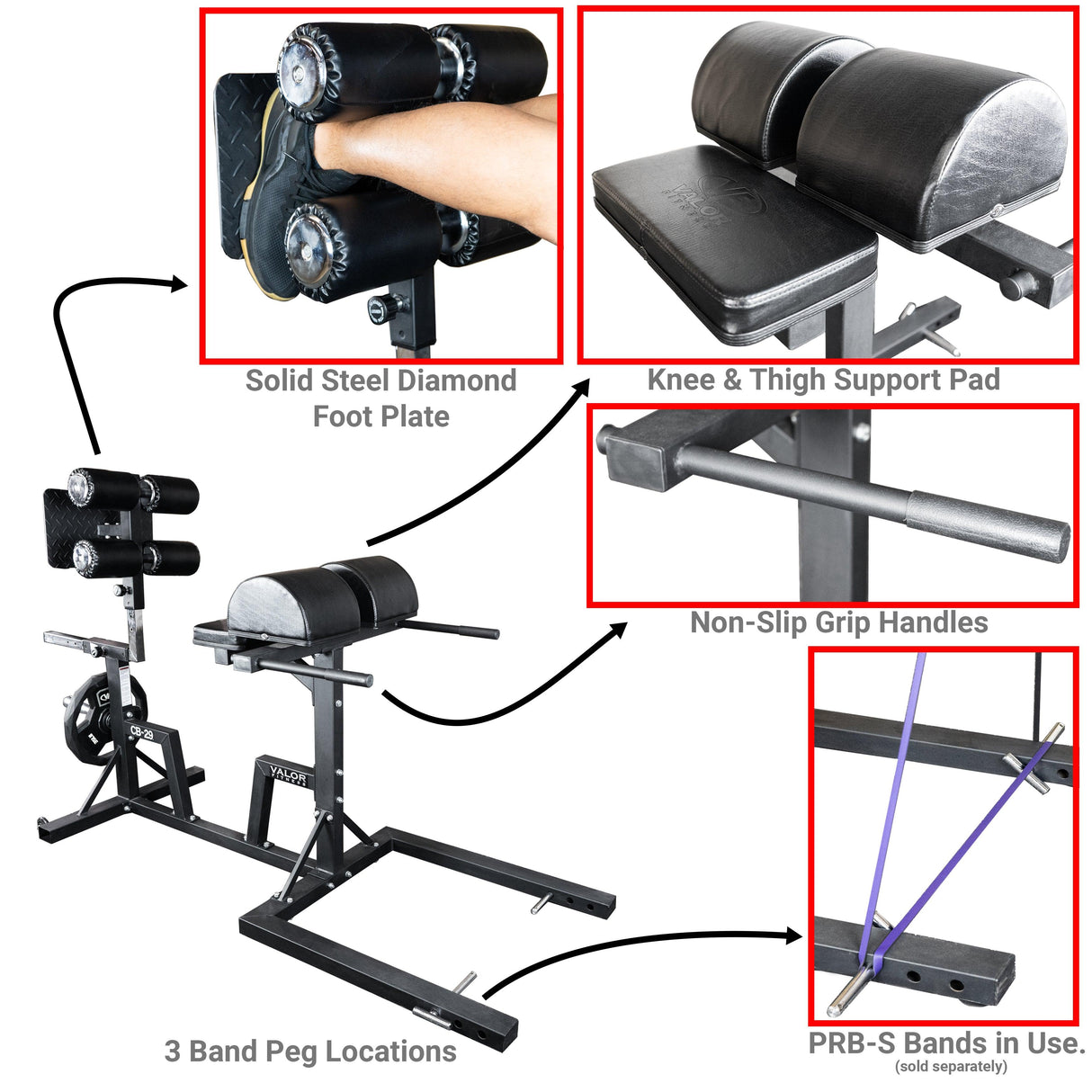 Valor Fitness CB-29, Adjustable Glute and Ham Developer (GHD)