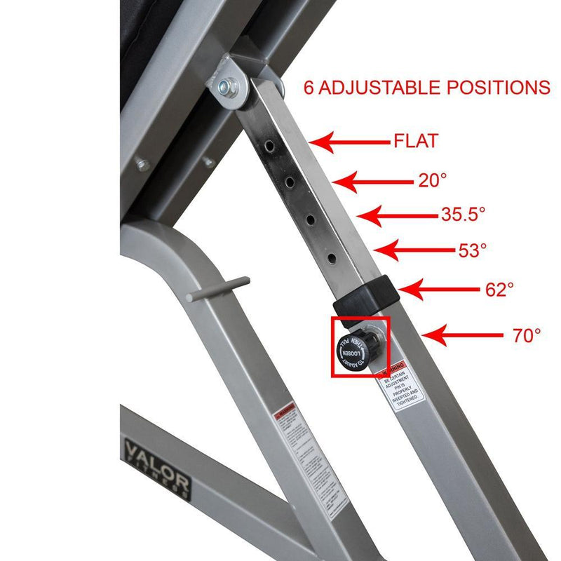 Valor Fitness Adjustable Bench (250219) - Treadmill Heroes