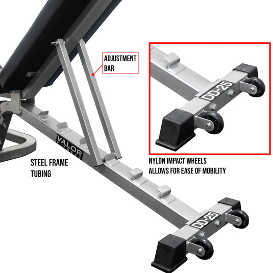 Adjustable Weight Bench: Flat, Incline, Decline | Valor Fitness DD-25