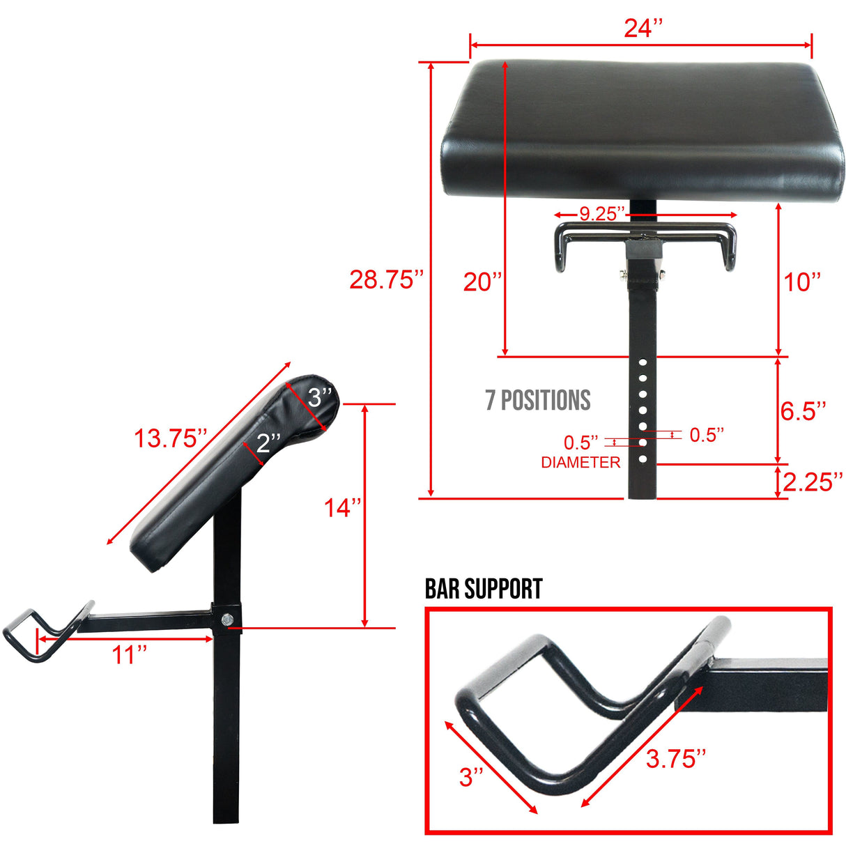 Preacher Curl Bench Attachment Dimensions