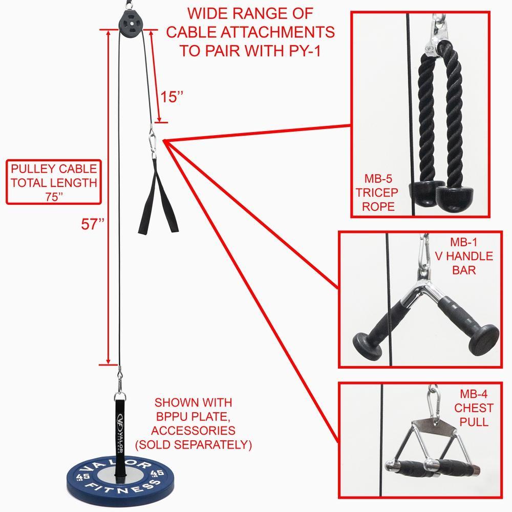 Valor Fitness PY-1ATTB, Portable Cable Station w/ Handle Bundle