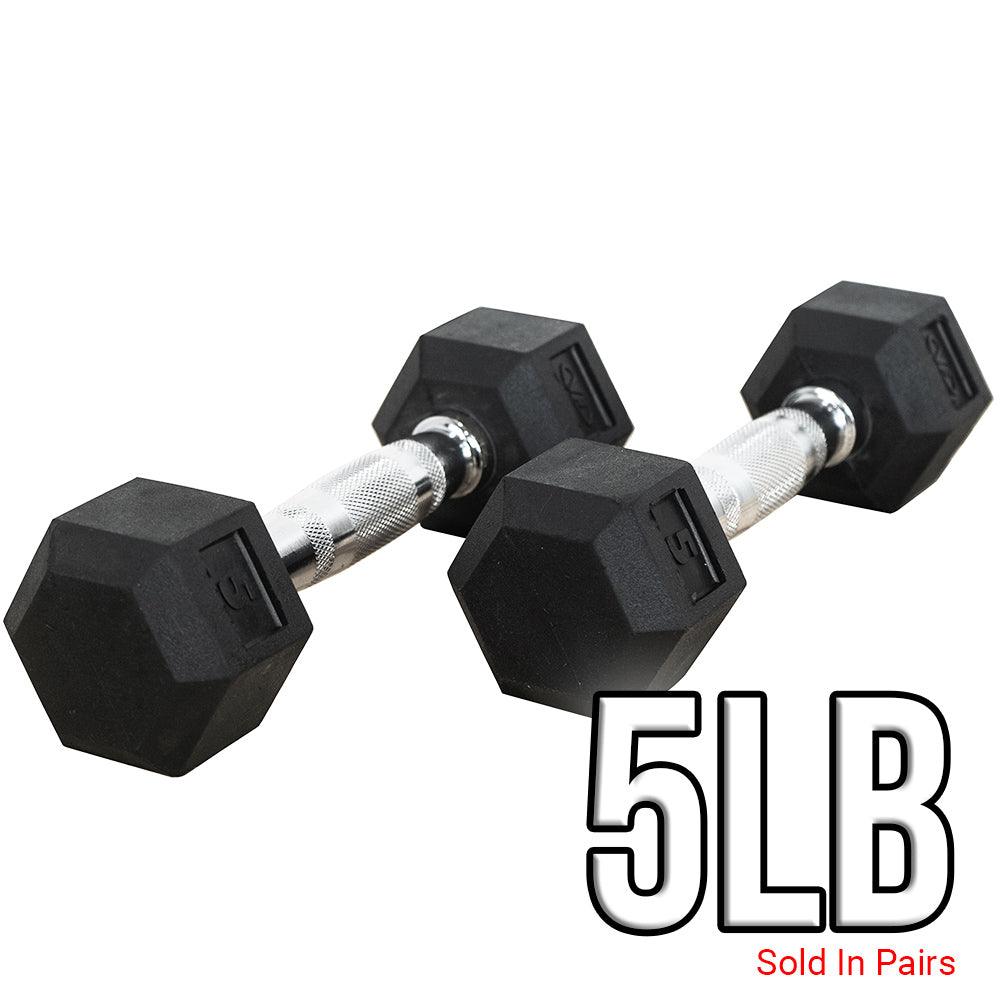 Rubber Wrapped Hex Dumbbells, offers 35lb Pair, Black